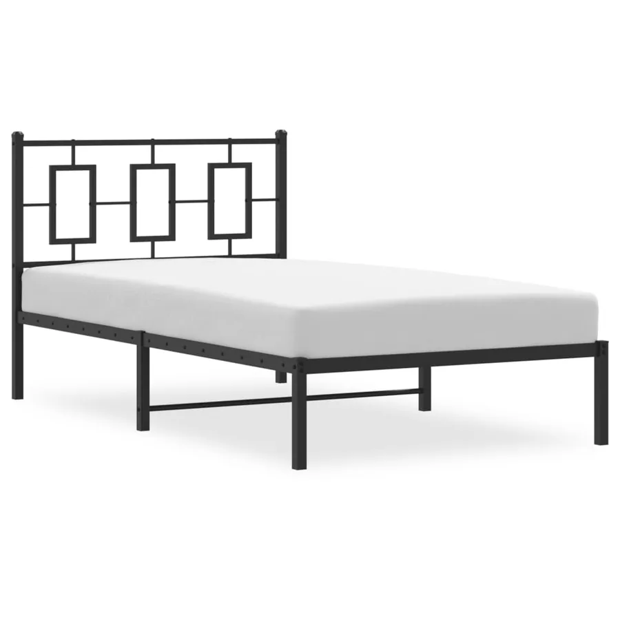 Cadre de lit métal sans matelas avec tête de lit noir 100x200cm - 4