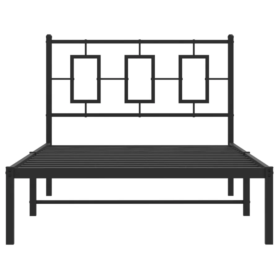 Cadre de lit métal sans matelas avec tête de lit noir 100x200cm - 5