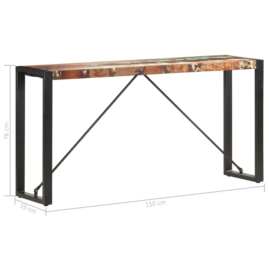Table console 150x35x76 cm Bois de récupération massif - 5