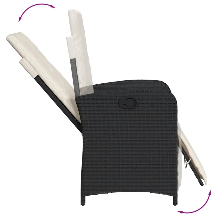 Ensemble à manger de jardin 9pcs coussins noir résine tressée - 5