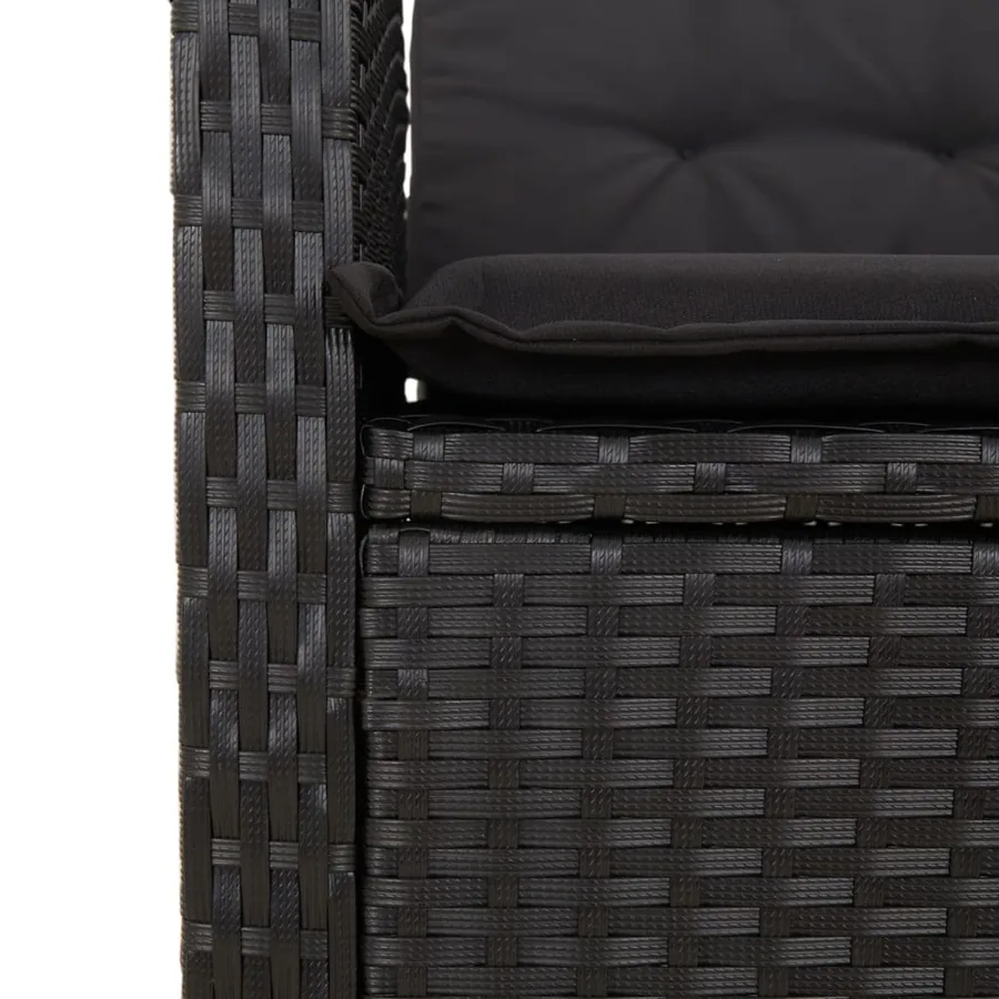 Ensemble à manger de jardin 9pcs coussins noir résine tressée - 6