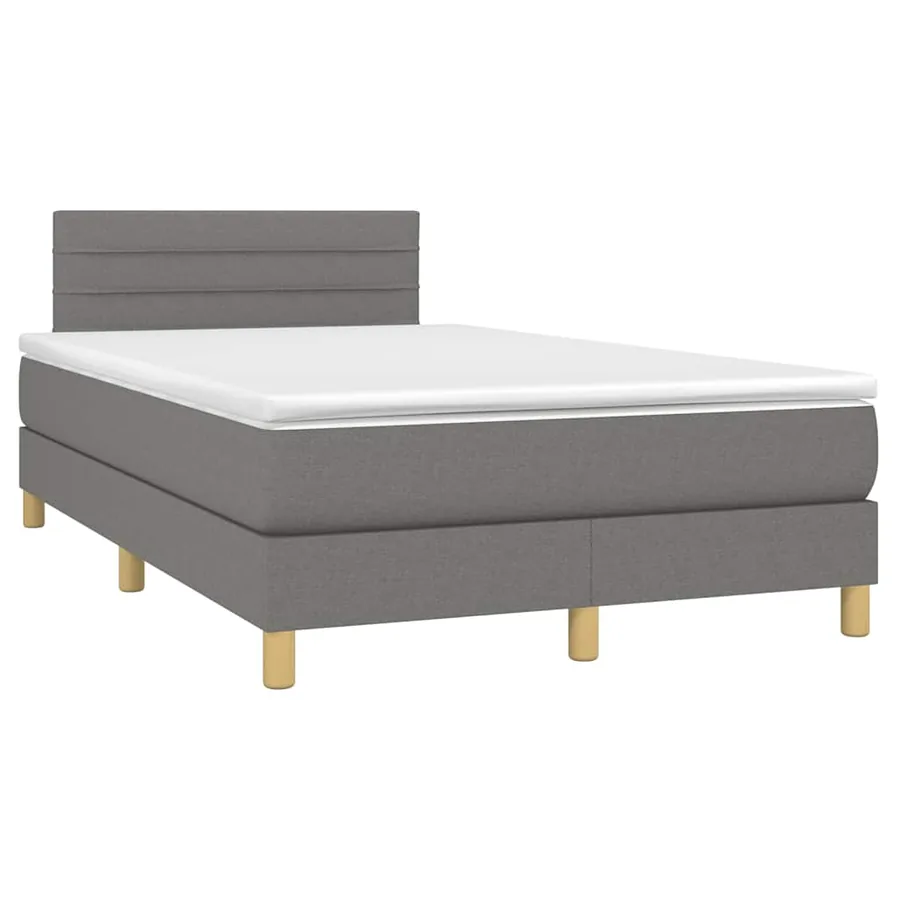 Sommier à lattes de lit matelas LED gris foncé 120x190 cm tissu - 3