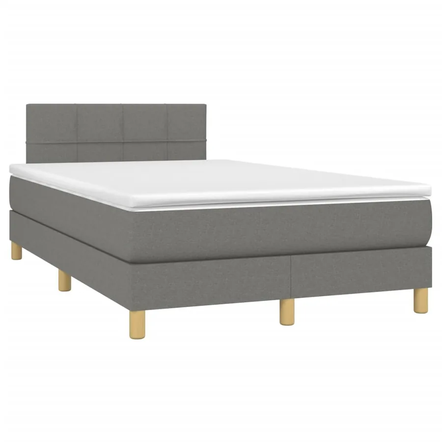 Sommier à lattes de lit matelas LED gris foncé 120x190 cm tissu - 3
