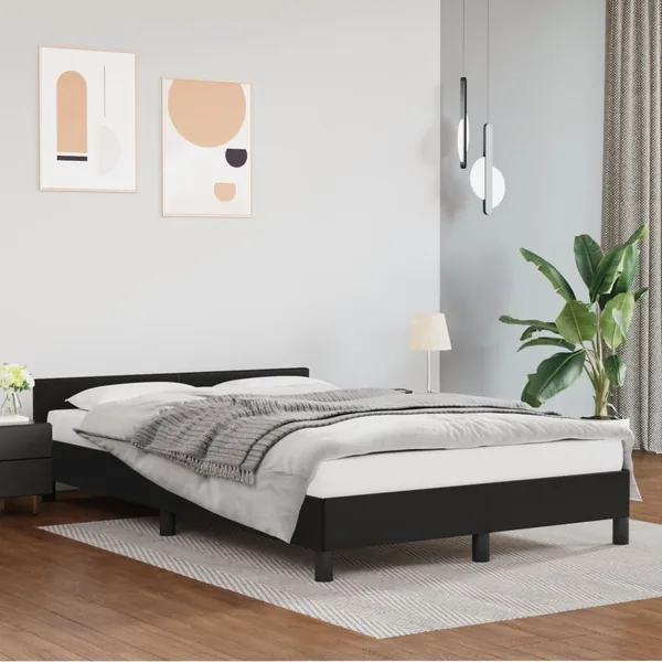 Cadre de lit sans matelas noir 120x190 cm similicuir