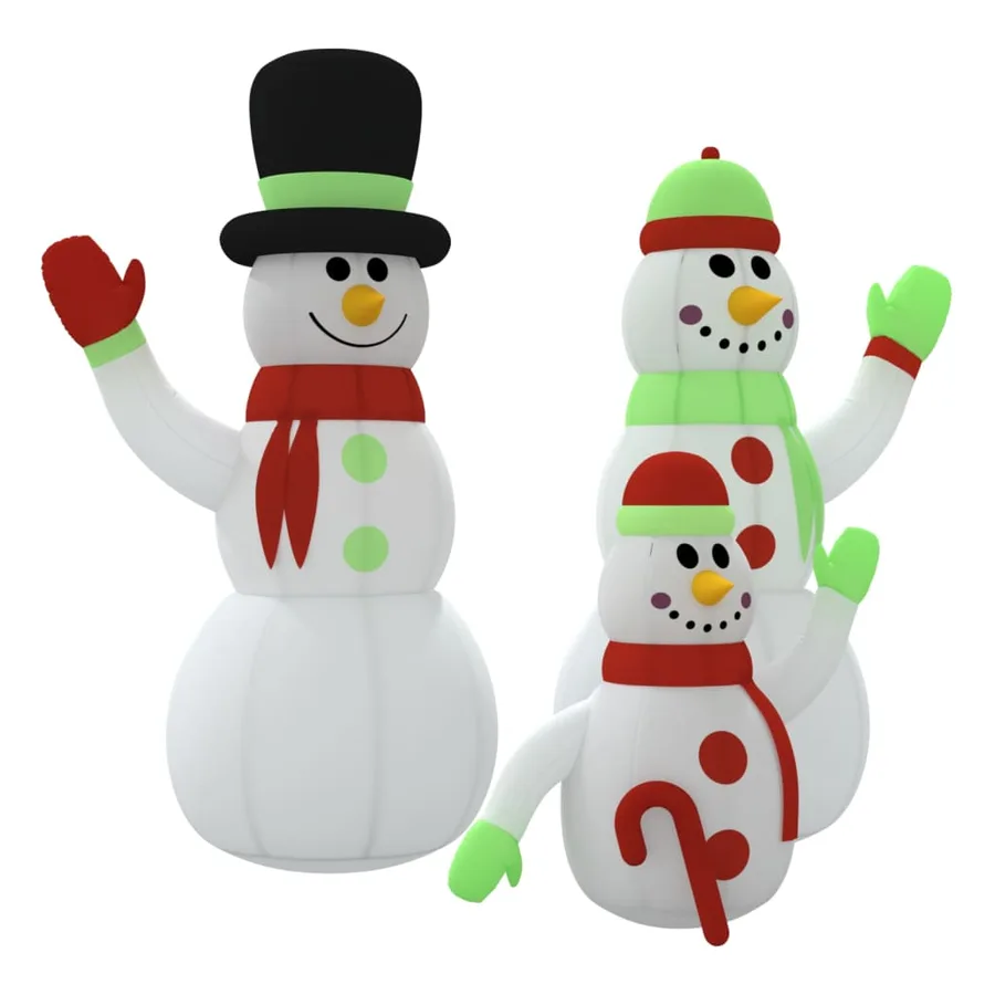 Famille de bonhomme de neige gonflable avec LED 500 cm - 2