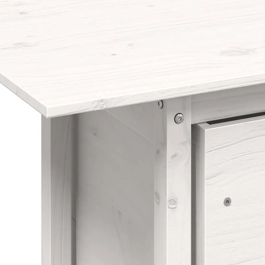 Table de jardin blanc 100x50x75 cm bois massif de pin - 10