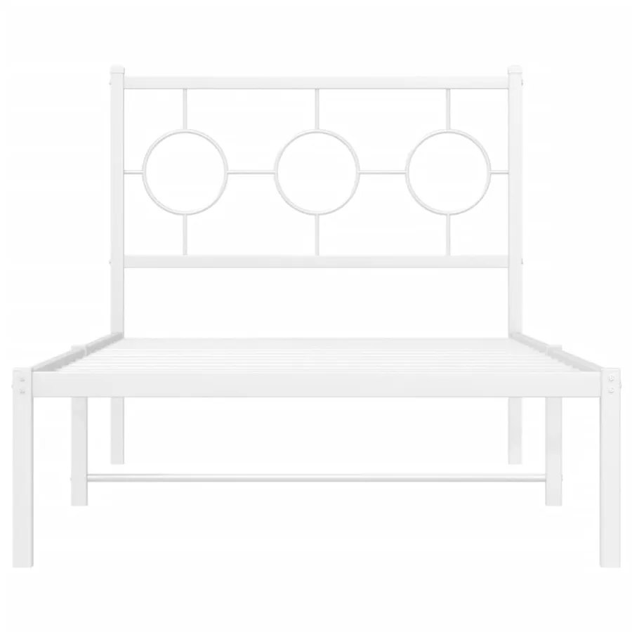Cadre de lit métal sans matelas avec tête de lit blanc 90x190cm - 5