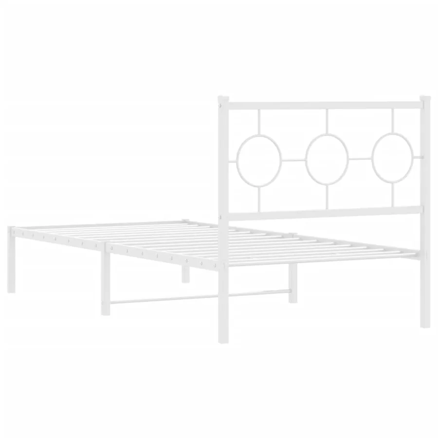 Cadre de lit métal sans matelas avec tête de lit blanc 90x190cm - 7