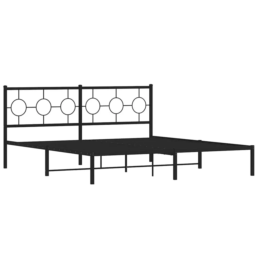 Cadre de lit métal sans matelas avec tête de lit noir 183x213cm - 3