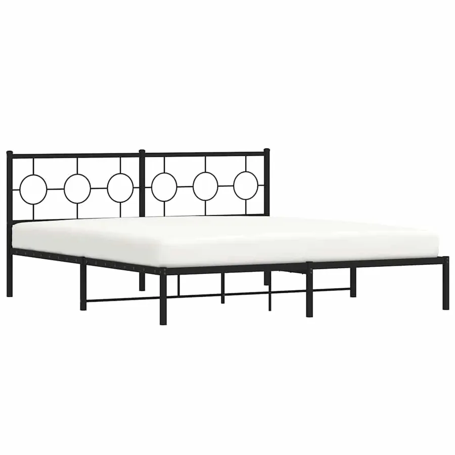 Cadre de lit métal sans matelas avec tête de lit noir 183x213cm - 4