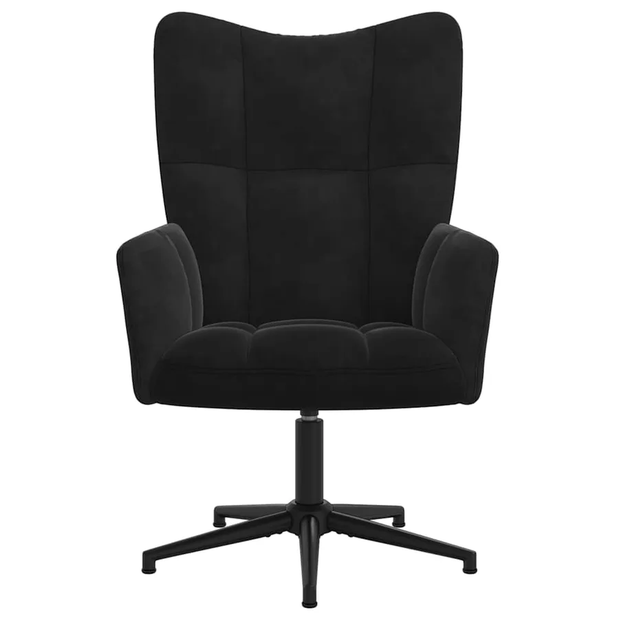 Chaise de relaxation avec tabouret Noir Velours - 7