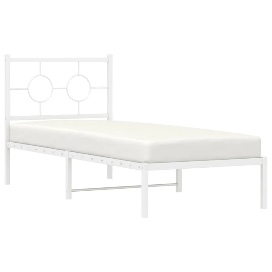 Cadre de lit métal sans matelas avec tête de lit blanc 75x190cm - 4