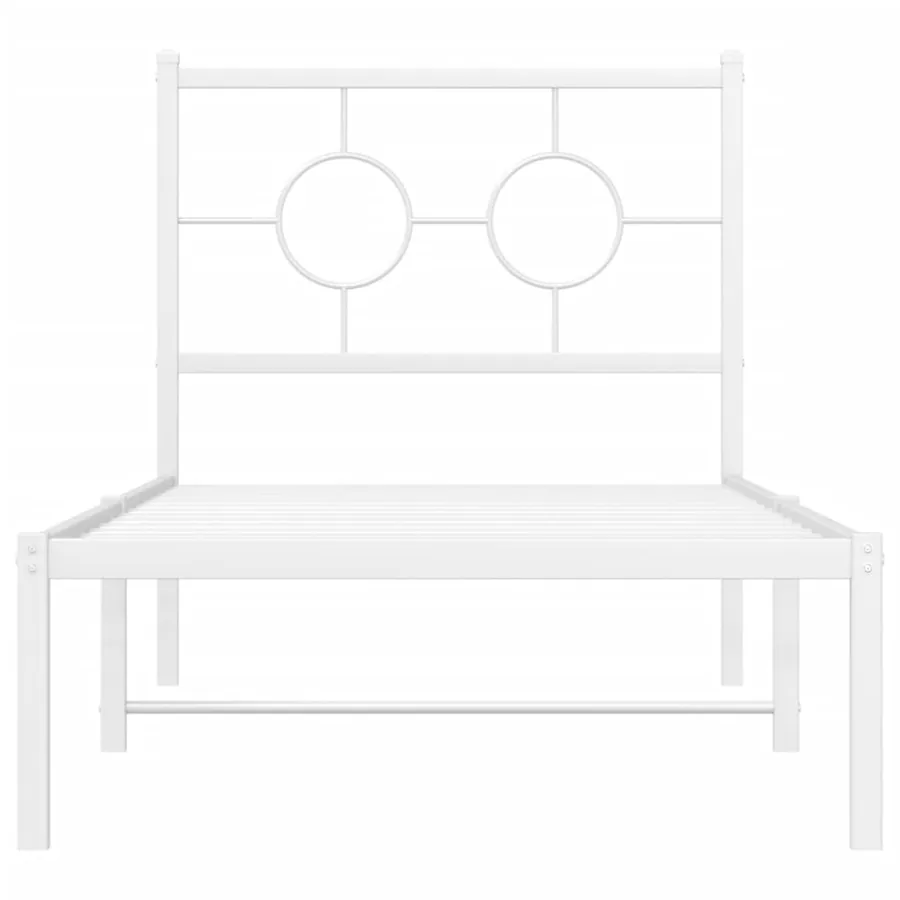 Cadre de lit métal sans matelas avec tête de lit blanc 75x190cm - 5