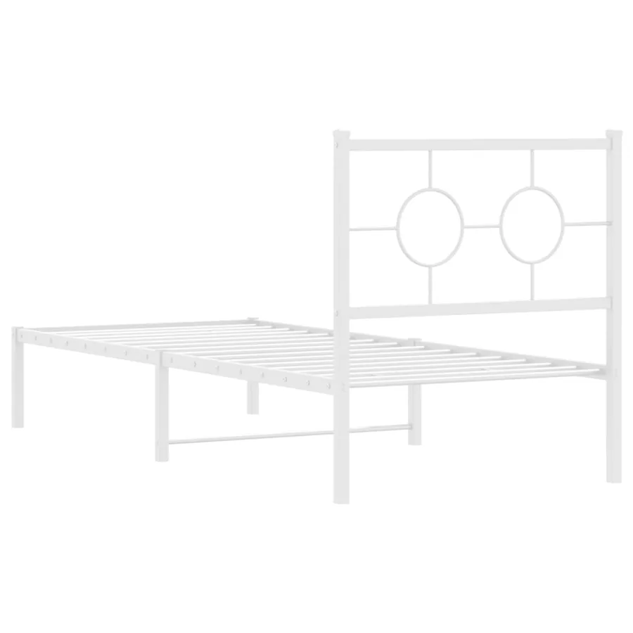 Cadre de lit métal sans matelas avec tête de lit blanc 75x190cm - 7