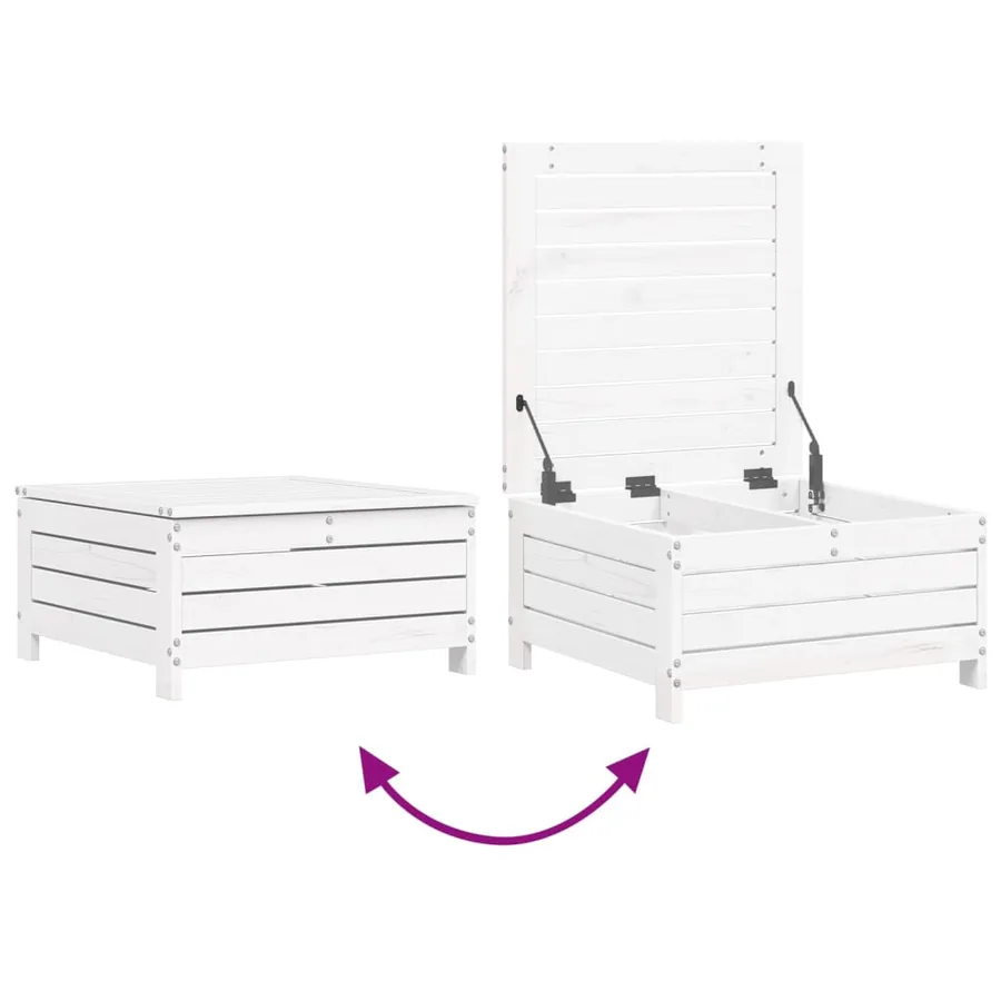 Salon de jardin 10 pcs blanc bois de pin massif - 11