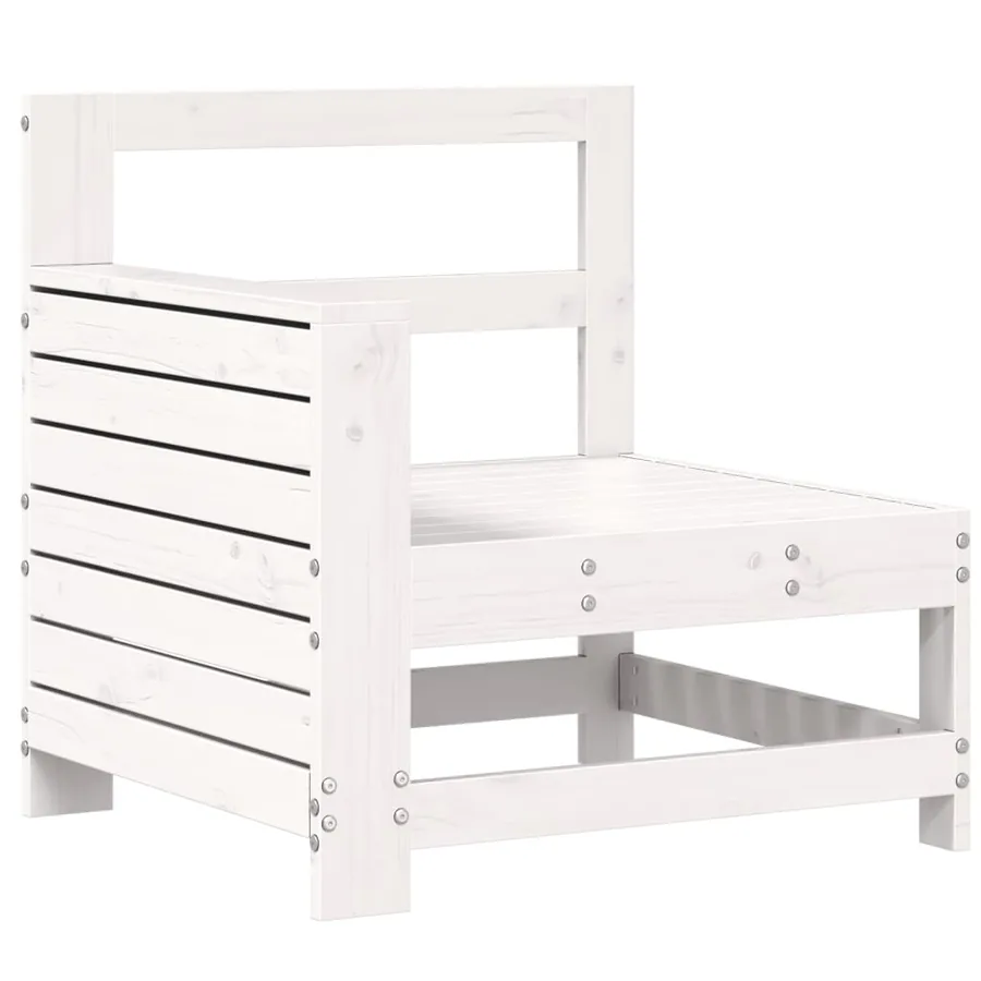 Salon de jardin 10 pcs blanc bois de pin massif - 7