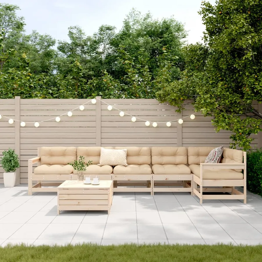 Salon de jardin 7 pcs bois de pin massif - 3