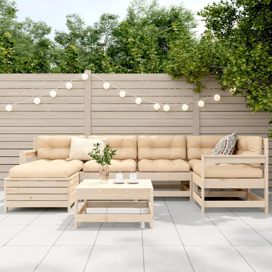 Salon de jardin 7 pcs bois de pin massif - 3