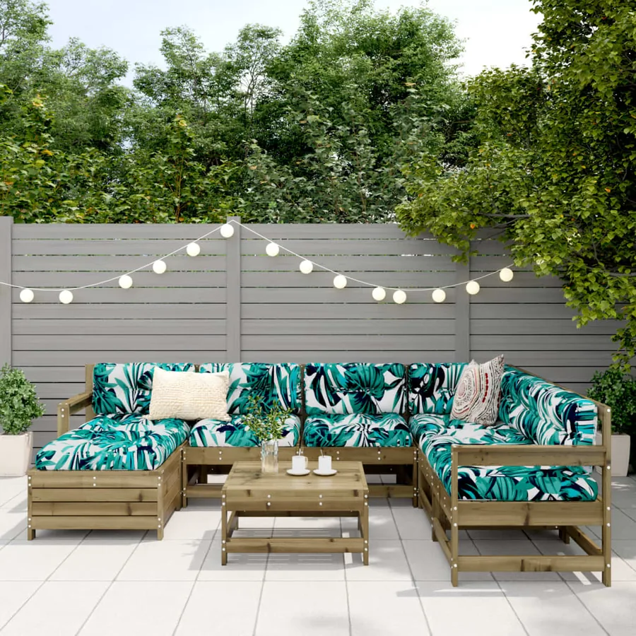 Salon de jardin 8 pcs bois de pin imprégné - 3