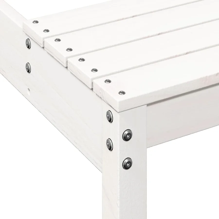 Table de pique-nique blanc 160x134x75 cm bois massif de pin - 7