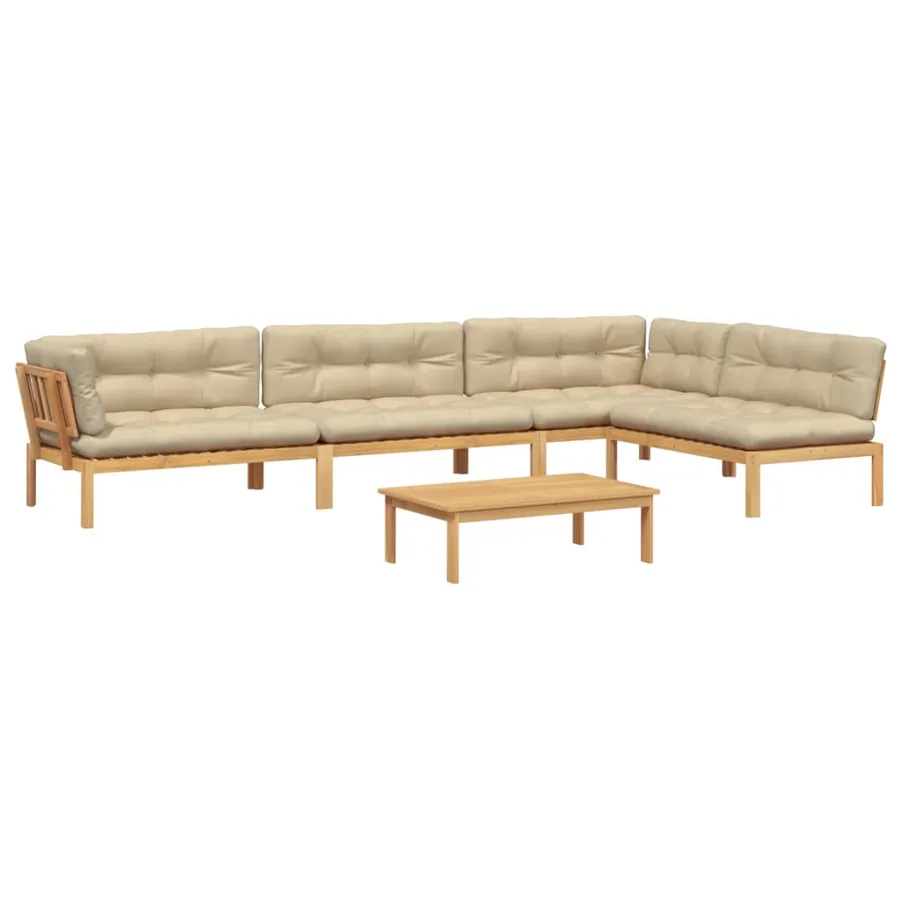 Salon palette de jardin avec coussins 5pcs bois d'acacia massif - 2
