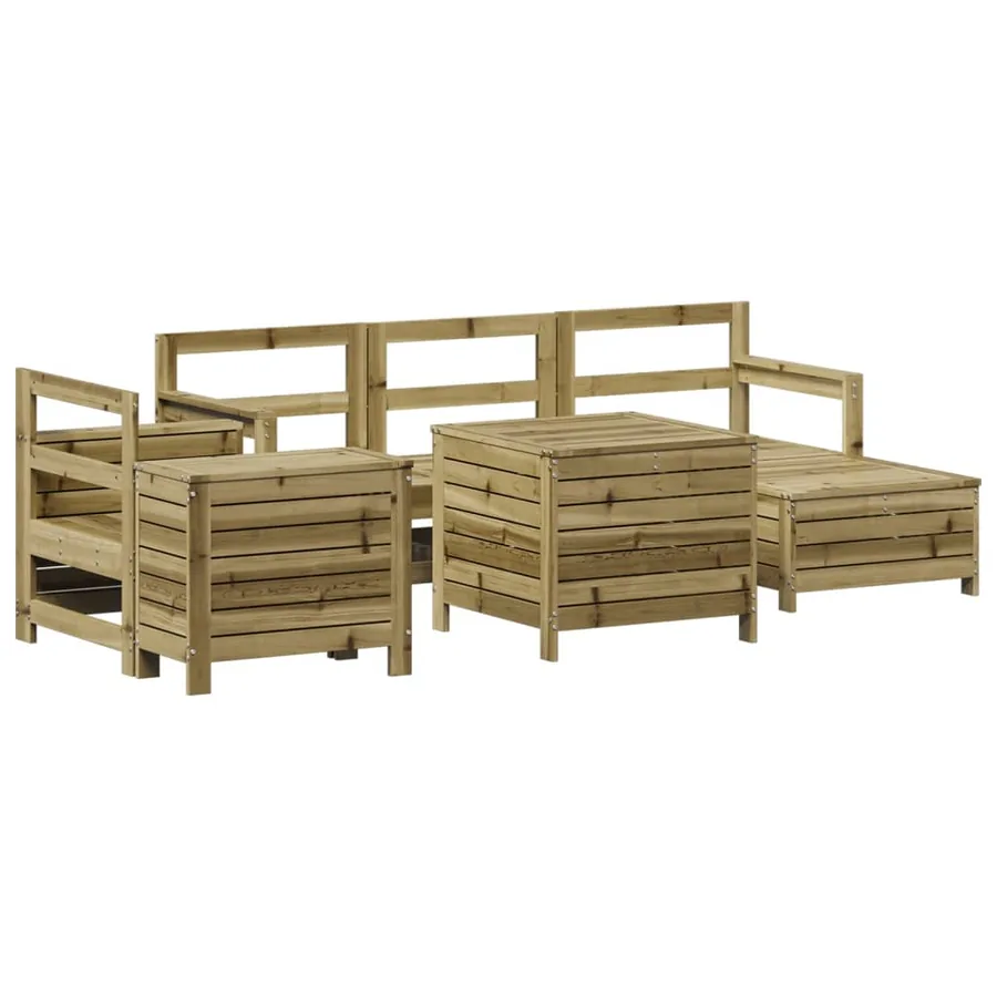 Salon de jardin 7 pcs bois de pin imprégné - 2