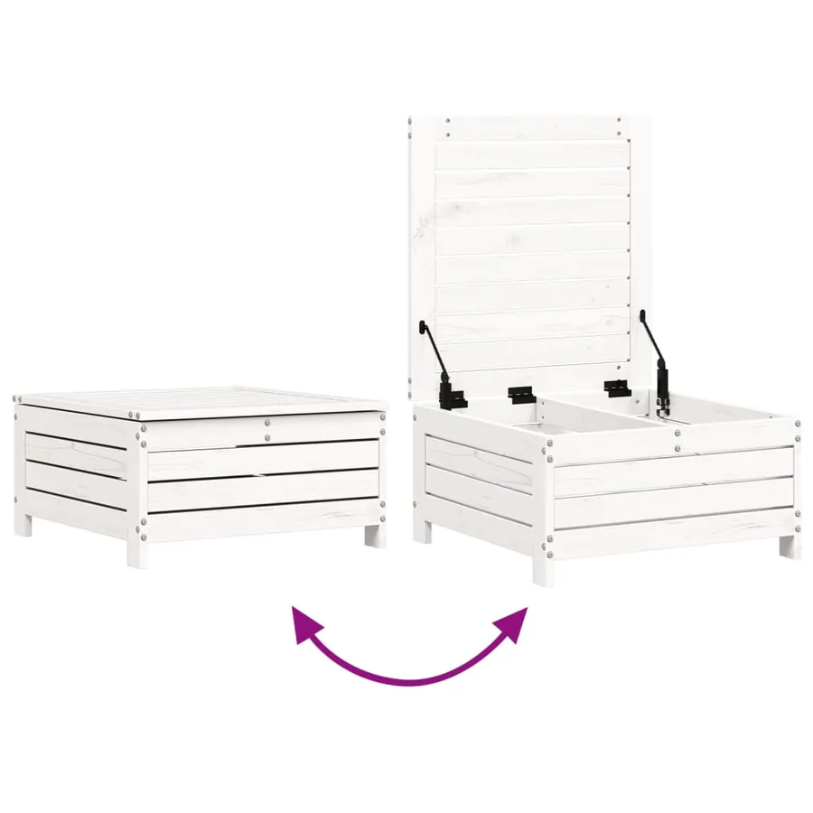 Salon de jardin 5 pcs blanc bois massif de pin - 7