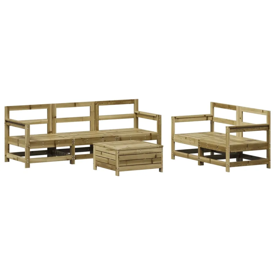 Salon de jardin 6 pcs bois de pin imprégné - 2