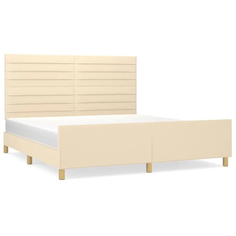 Cadre de lit sans matelas crème 180x200 cm tissu - 2