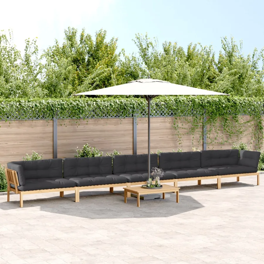 Salon palette de jardin avec coussins 6pcs bois d'acacia massif