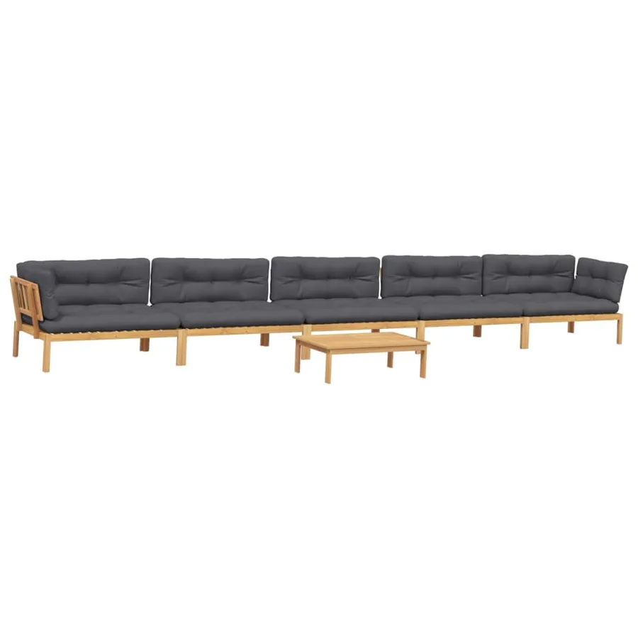 Salon palette de jardin avec coussins 6pcs bois d'acacia massif - 2