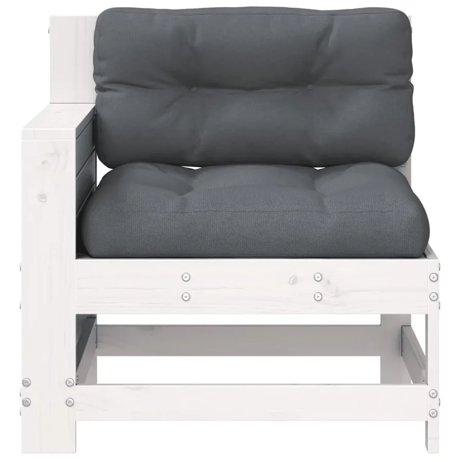 Canapé de jardin accoudoir avec coussin blanc bois massif pin - 4