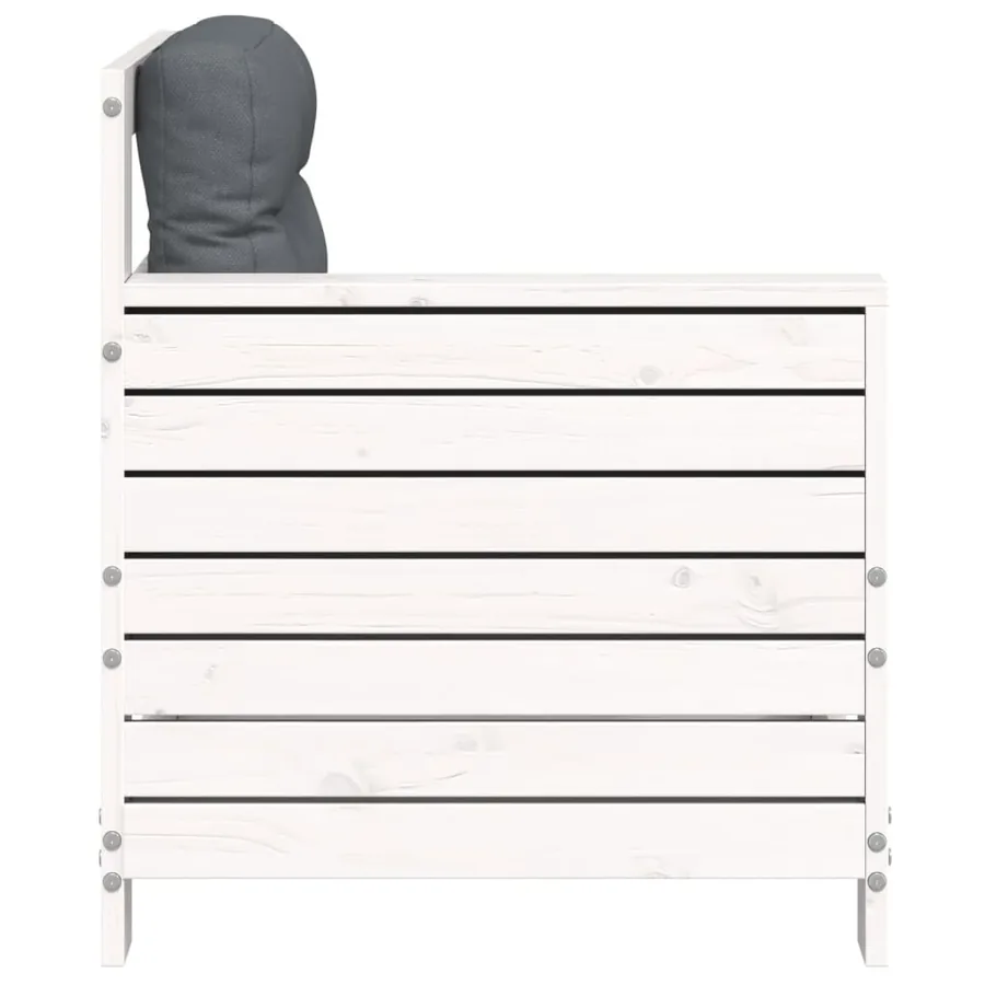 Canapé de jardin accoudoir avec coussin blanc bois massif pin - 5