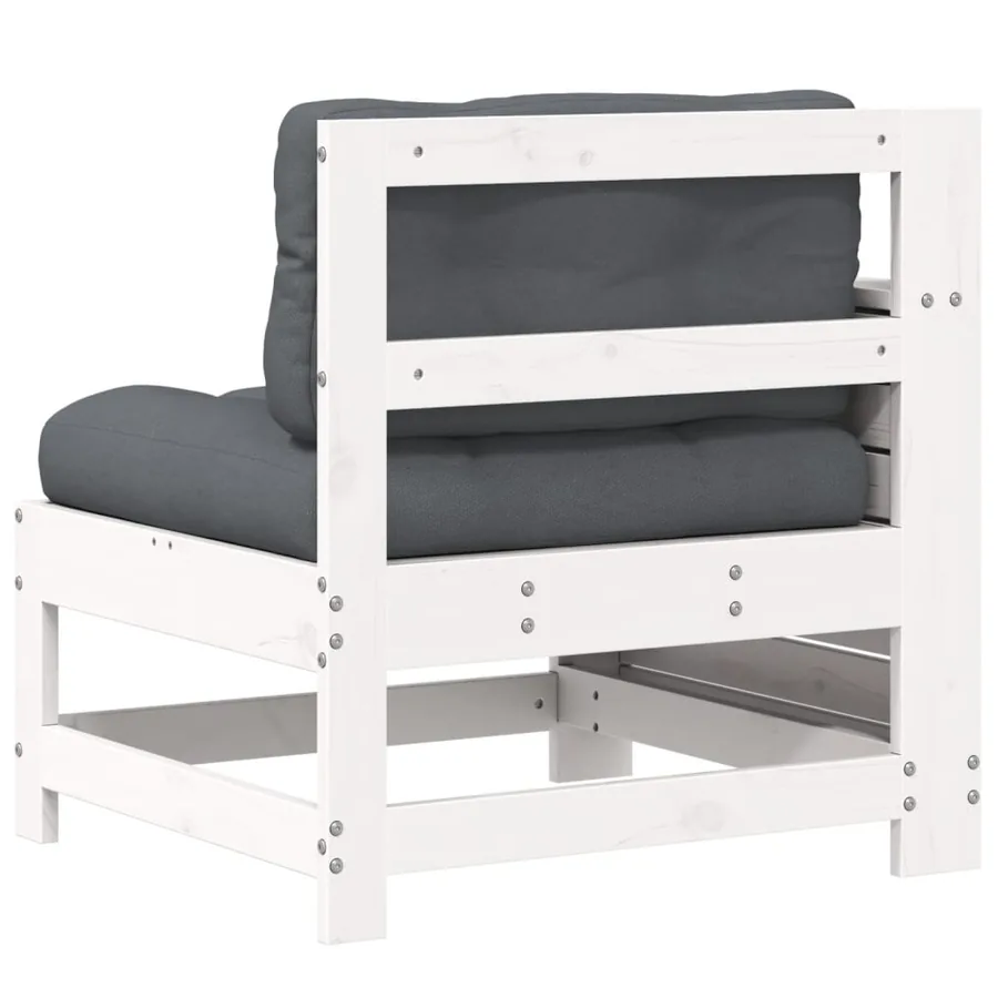 Canapé de jardin accoudoir avec coussin blanc bois massif pin - 6