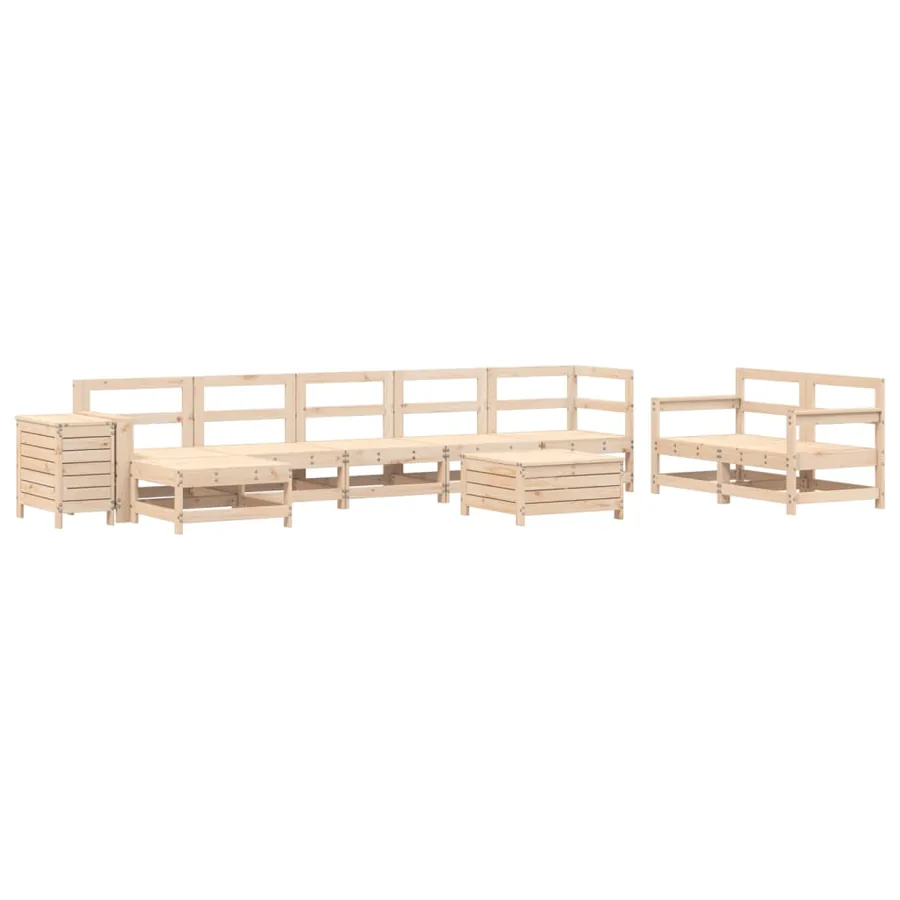 Salon de jardin 10 pcs bois de pin massif - 2