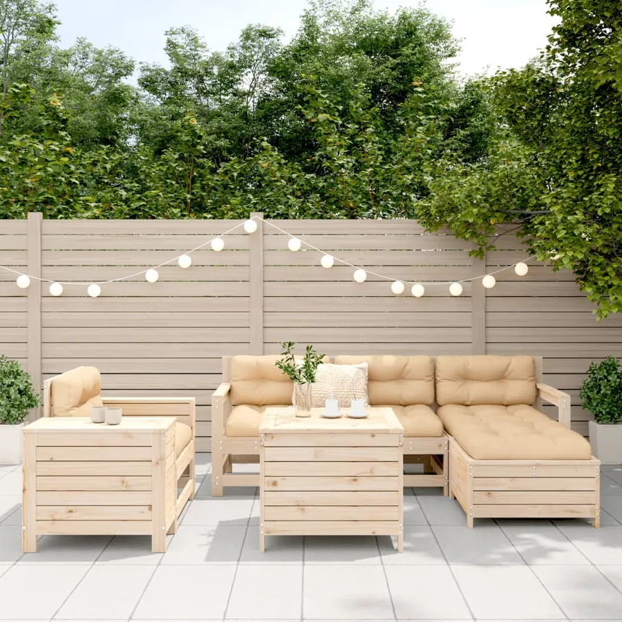 Salon de jardin 7 pcs bois de pin massif - 3