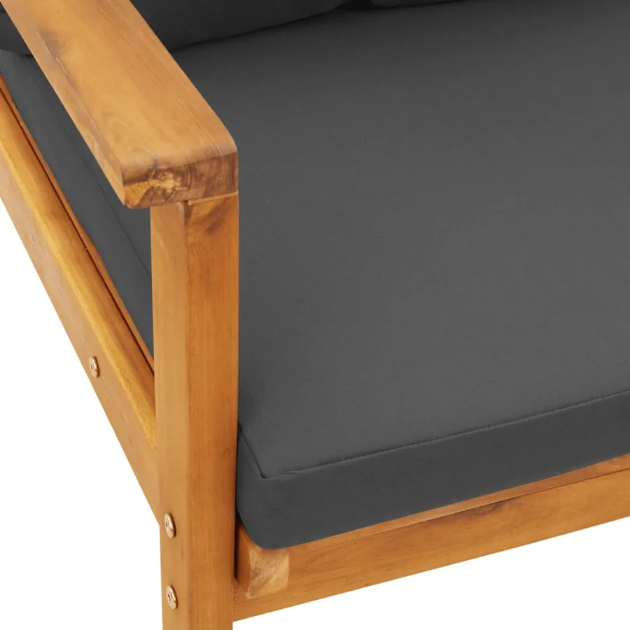 Fauteuil de jardin lot de 2 avec coussin bois massif d'acacia - 10