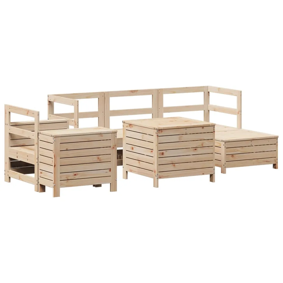 Salon de jardin 7 pcs bois de pin massif - 2