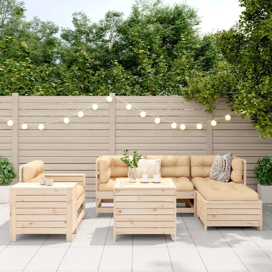 Salon de jardin 7 pcs bois de pin massif - 3