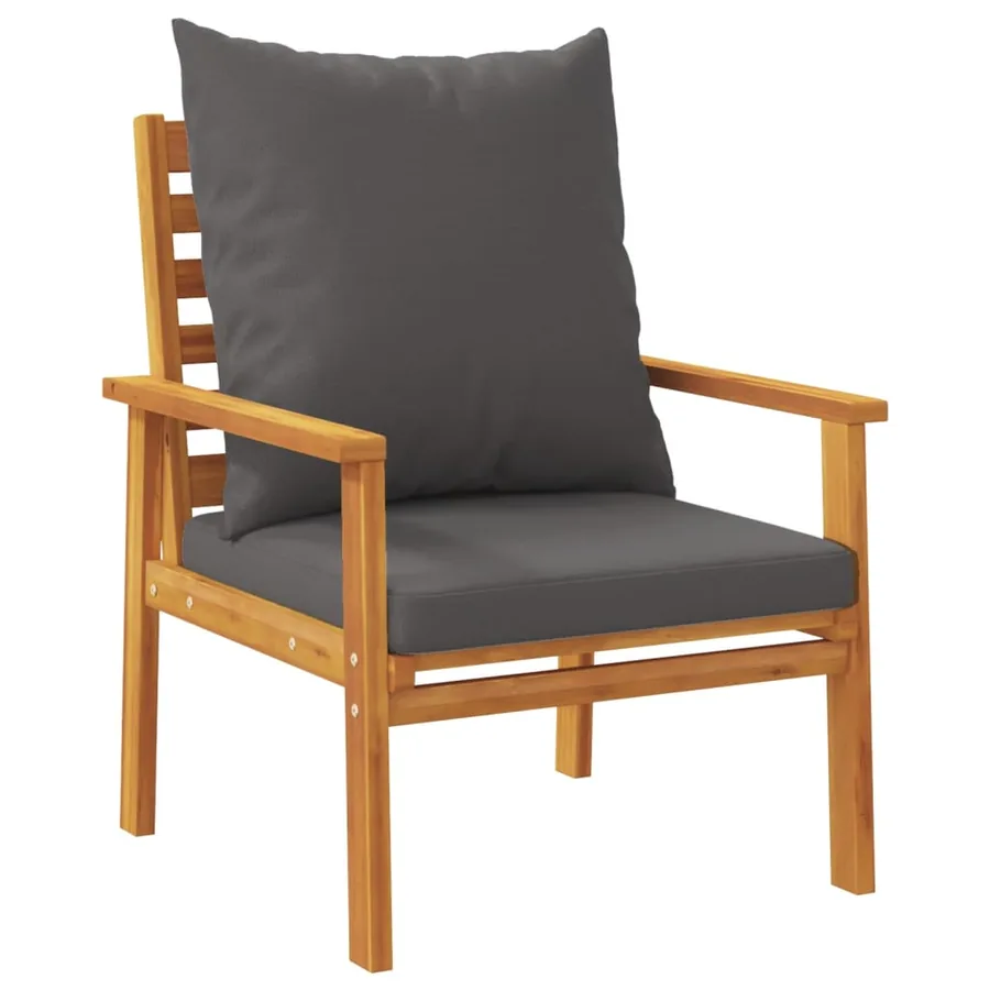Salon de jardin 4 pcs avec coussins Bois d'acacia solide - 5
