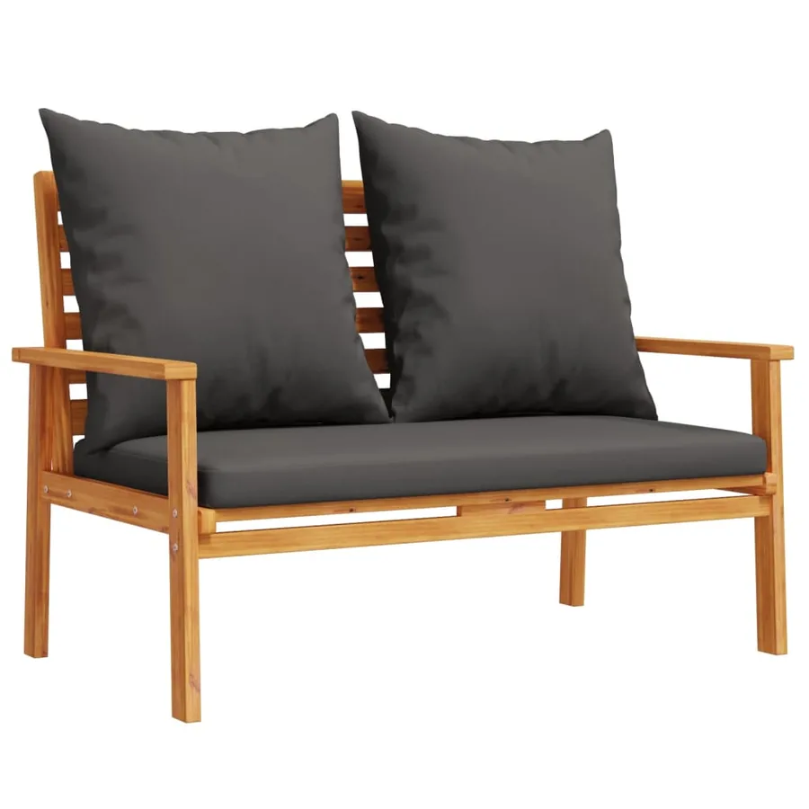 Salon de jardin 4 pcs avec coussins Bois d'acacia solide - 7