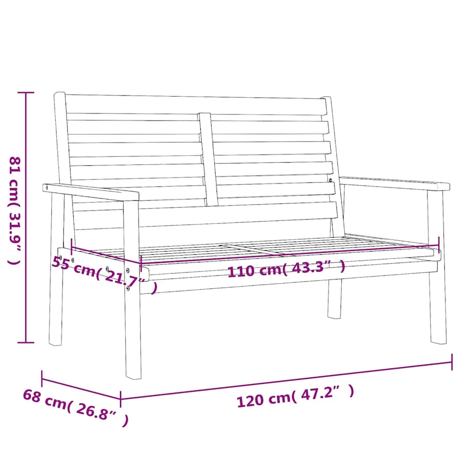 Salon de jardin 4 pcs bois d'acacia solide - 14