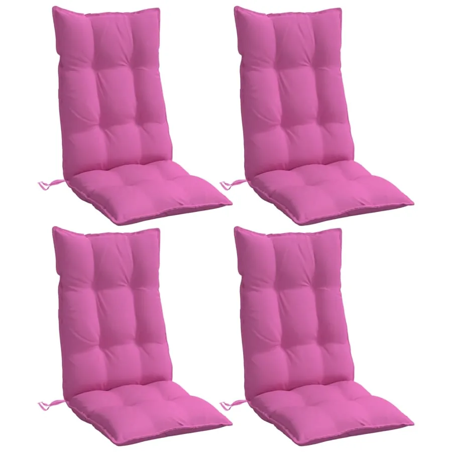 Coussins de chaise à dossier haut lot de 4 rose tissu oxford - 3