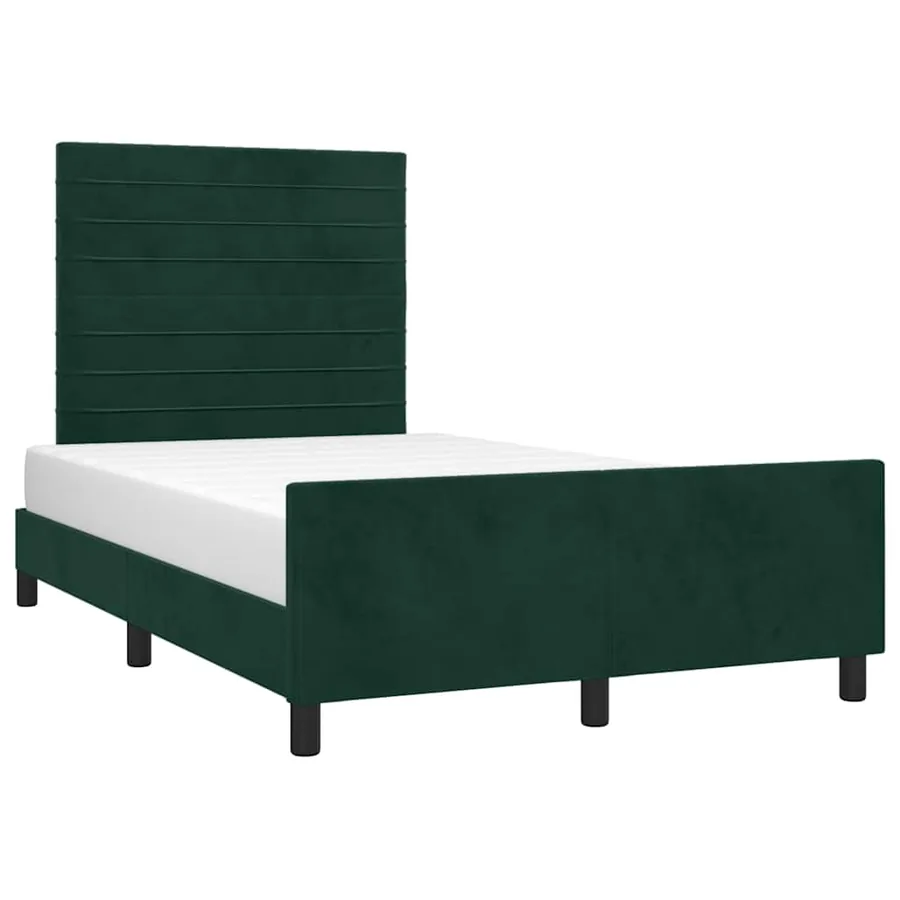 Cadre de lit sans matelas vert foncé 120x190 cm velours - 4