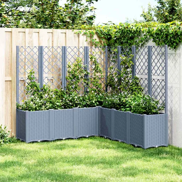 Jardinière avec treillis bleu gris 160x160x140 cm PP