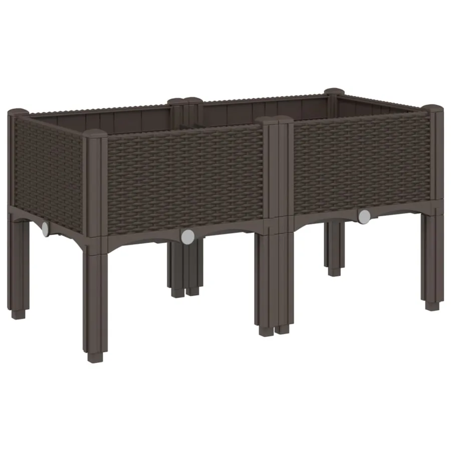 Jardinière avec pieds marron 80x40x42 cm PP - 2