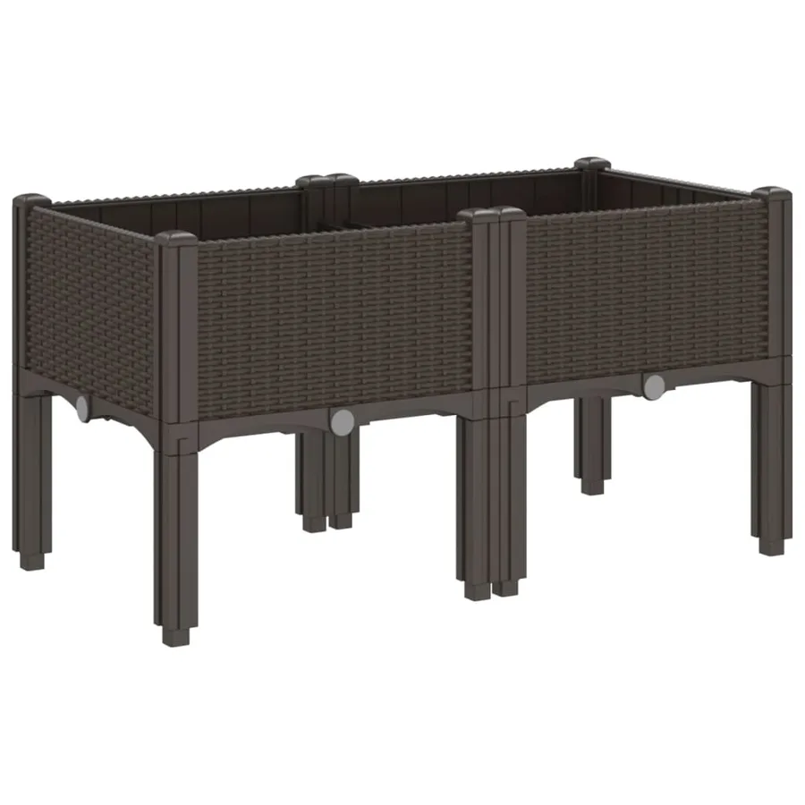 Jardinière avec pieds marron 80x40x42 cm PP - 5
