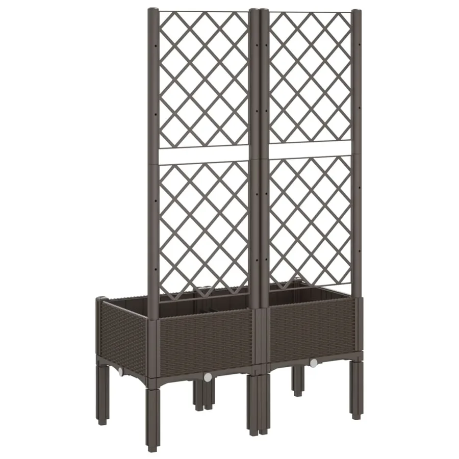 Jardinière avec treillis marron 80x40x142 cm PP - 5