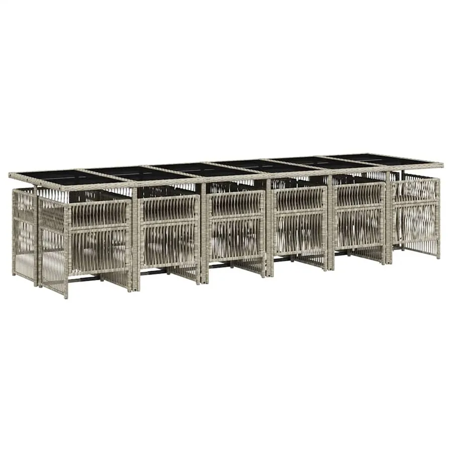 Ensemble à manger de jardin et coussins 13 pcs gris clair rotin - 3