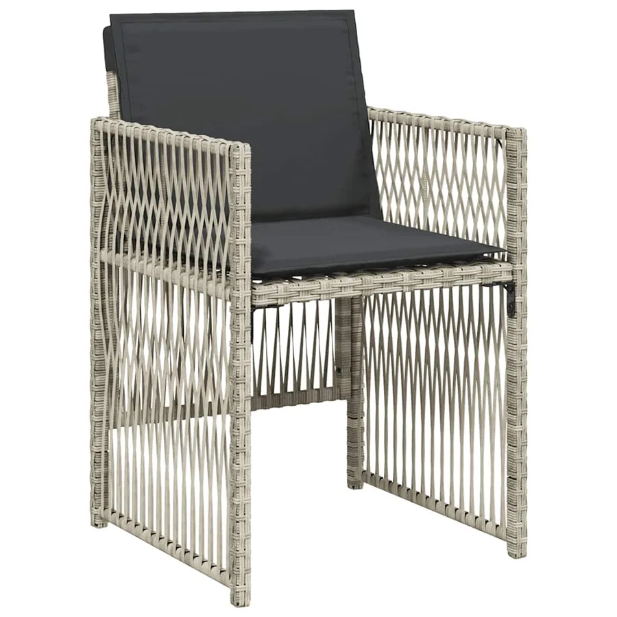 Ensemble à manger de jardin et coussins 13 pcs gris clair rotin - 5